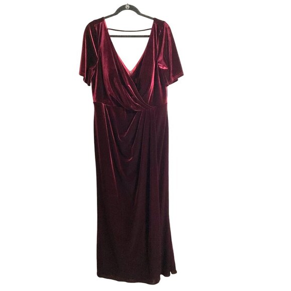 *REVELRY "Giselle" Burgundy/Wine Velvet Maxi Dress Bridesmaid Gown Plus size 22 - Picture 1 of 10